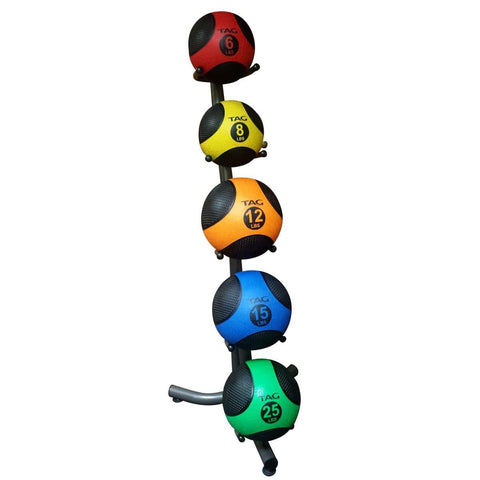 Image of TAG Fitness 5-Unit Medicine Balls Kettlebells Vertical Storage Rack - Barbell Flex