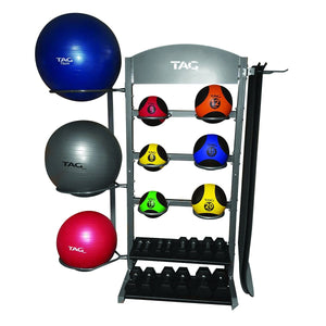 TAG Fitness Compact Versatile Stability Ball Holder Flat Storage Rack - Barbell Flex