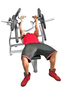Muscle D Fitness Power ISO-Lateral Leverage Horizontal Bench Press Machine - Barbell Flex