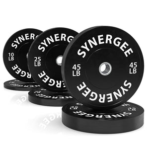 Synergee Multipurpose Rubber Polymer Black Bumper Plates - Barbell Flex