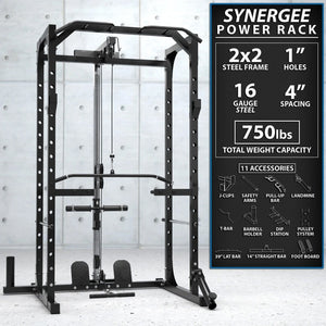 Synergee Freestanding Compact Power Rack With Pulley System - Barbell Flex
