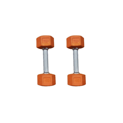 Image of TAG Fitness CHEX Colored Hex One-Piece Solid Rubber Dumbbell Pairs - Barbell Flex