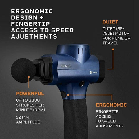 Image of LifePro Sonic Handheld Percussion Massage Gun with 8 Massage Heads - Barbell Flex
