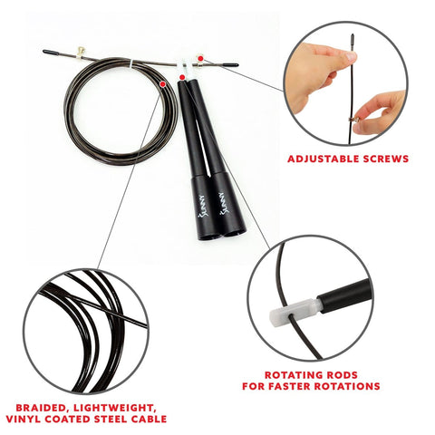 Sunny Health & Fitness Speed Cable Jump Rope - Barbell Flex