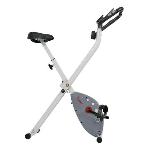 Image of Sunny Health & Fitness Stationary Exercise Foldable Bike - Barbell Flex