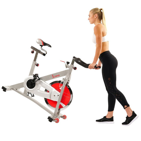 Image of Sunny Health & Fitness 40 lb Flywheel Belt Drive Pro Indoor Cycling Exercise Bike - Barbell Flex