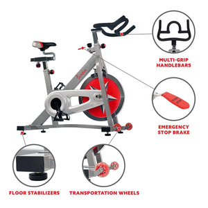 Sunny Health & Fitness 40 lb Flywheel Chain Drive Pro Indoor Cycling Exercise Bike - Barbell Flex