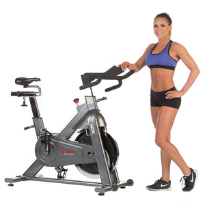 Sunny Health & Fitness 48.5 lb Flywheel Chain Drive Commercial Indoor Cycling Exercise Bike - Barbell Flex