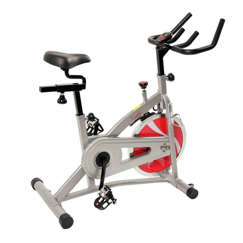 Image of Sunny Health & Fitness Chain Drive Indoor Cycling Bike Exercise Bike w/ LCD Monitor - Barbell Flex