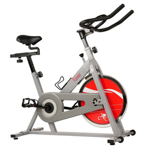 Sunny Health & Fitness Chain Drive Indoor Cycling Trainer Exercise Bike - Silver - Barbell Flex