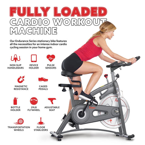 Image of Sunny Health & Fitness Endurance Belt Drive Magnetic Indoor Exercise Cycle Bike - Barbell Flex