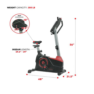 Sunny Health & Fitness Evo-Fit Stationary Upright Bike with 24 Level Electro-Magnetic Resistance - Barbell Flex