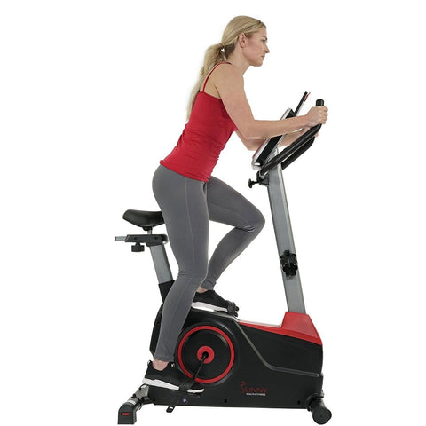 Image of Sunny Health & Fitness Evo-Fit Stationary Upright Bike with 24 Level Electro-Magnetic Resistance - Barbell Flex