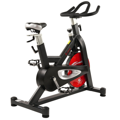 Image of Sunny Health & Fitness Evolution Pro Magnetic Belt Drive Indoor Cycling Bike, High Weight Capacity, Heavy Duty Flywheel - Barbell Flex