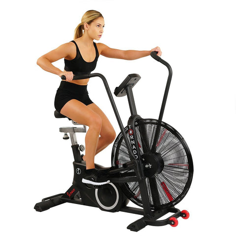 Image of Sunny Health & Fitness Exercise Fan Bike w/ Heart Rate Compatibility - Tornado LX - Barbell Flex