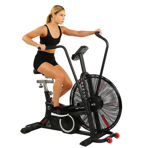 Image of Sunny Health & Fitness Exercise Fan Bike w/ Heart Rate Compatibility - Tornado LX - Barbell Flex