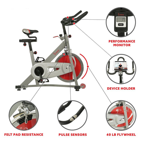 Image of Sunny Health & Fitness Pro II Indoor Cycling Bike with Device Mount and Advanced Display - Barbell Flex