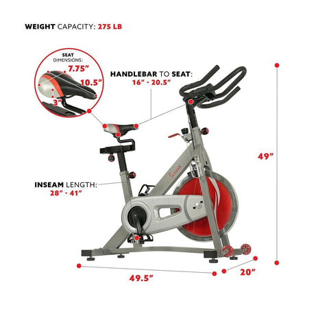 Image of Sunny Health & Fitness Pro II Indoor Cycling Bike with Device Mount and Advanced Display - Barbell Flex