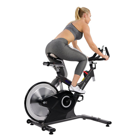 Image of Products Sunny Health & Fitness Lancer Cycle Exercise Bike - Magnetic Belt Rear Drive Commercial Indoor Cycling Bike - Barbell Flex