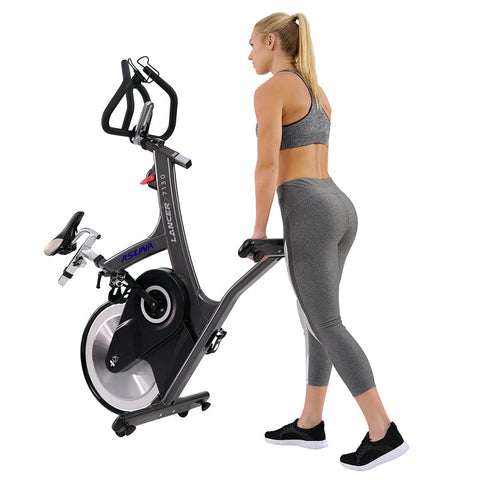 Image of Products Sunny Health & Fitness Lancer Cycle Exercise Bike - Magnetic Belt Rear Drive Commercial Indoor Cycling Bike - Barbell Flex