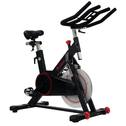 Image of Sunny Health & Fitness Magnetic Belt Drive Indoor Cycling Bike w/ High Weight Capacity and Device Holder - Barbell Flex