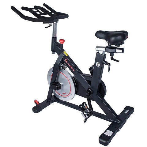 Image of Sunny Health & Fitness Magnetic Belt Drive Indoor Cycling Bike w/ High Weight Capacity and Device Holder - Barbell Flex