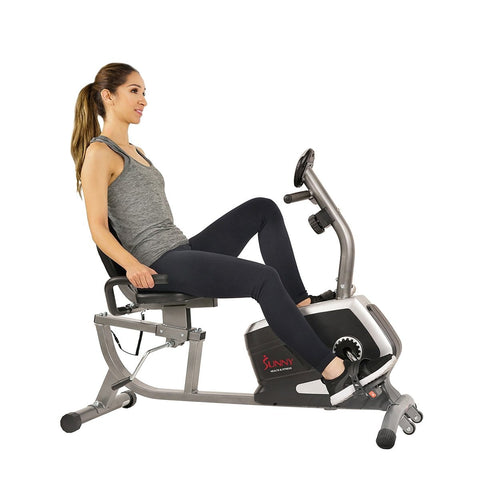 Sunny Health & Fitness Magnetic Recumbent Exercise Bike, 300 lb Capacity &