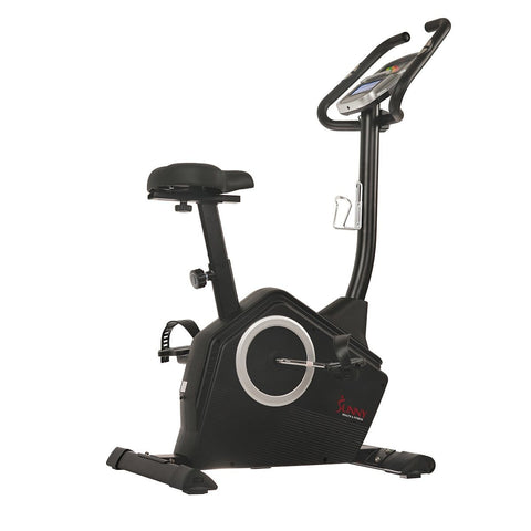 Image of Sunny Health & Fitness Magnetic Upright Exercise Bike with Programmable Monitor and Pulse Rate Monitoring - Barbell Flex