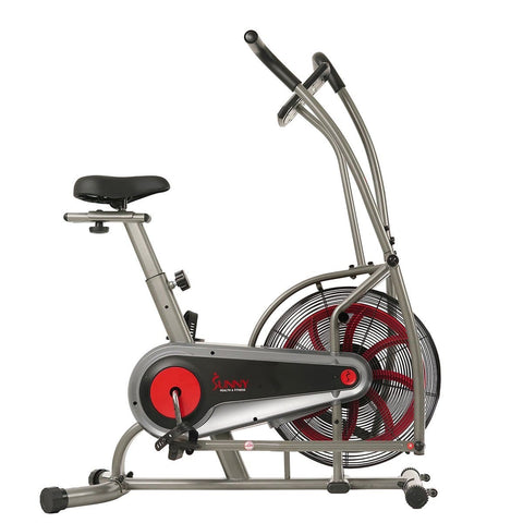Image of Sunny Health & Fitness Motion Air Bike, Fan Exercise Bike with Unlimited Resistance and Device Holder - Barbell Flex