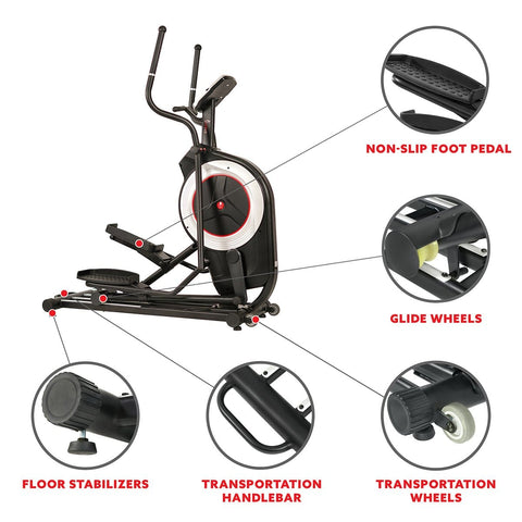 Image of Sunny Health & Fitness Motorized Elliptical Machine w/ Device Holder, Programmable Monitor and Heart Rate Monitoring - Barbell Flex