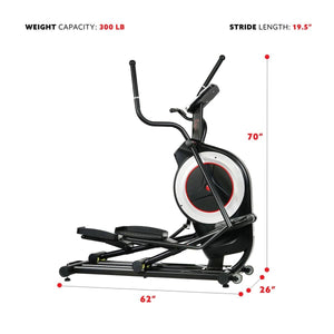Sunny Health & Fitness Motorized Elliptical Machine w/ Device Holder, Programmable Monitor and Heart Rate Monitoring - Barbell Flex