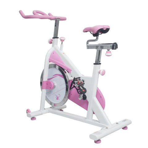 Image of Sunny Health & Fitness Pink Belt Drive Premium Indoor Cycling Trainer Exercise Bike - Barbell Flex