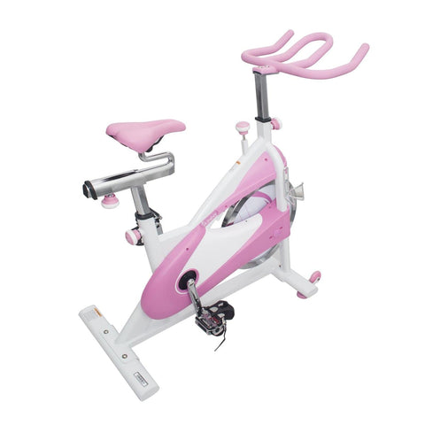 Image of Sunny Health & Fitness Pink Belt Drive Premium Indoor Cycling Trainer Exercise Bike - Barbell Flex