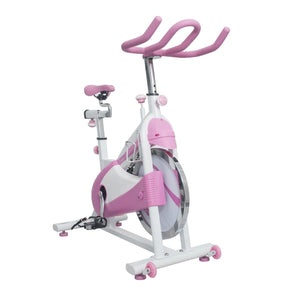 Sunny Health & Fitness Pink Belt Drive Premium Indoor Cycling Trainer Exercise Bike - Barbell Flex