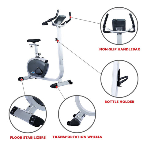 Image of Sunny Health & Fitness Premium Upright Bike w/ Pulse Rate Monitoring - Barbell Flex