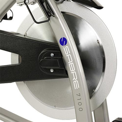 Image of Sunny Health & Fitness Sabre Cycle Exercise Bike - Magnetic Belt Drive Commercial Indoor Cycling Bike - Barbell Flex