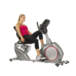 Sunny Health & Fitness Recumbent Bike Exercise Bike, Self-Powered Cycling for USB Charging Function - Barbell Flex
