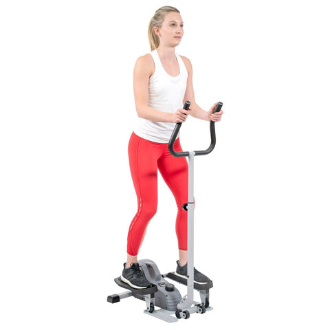 Image of Sunny Health & Fitness Magnetic Standing Elliptical with Handlebars - Barbell Flex