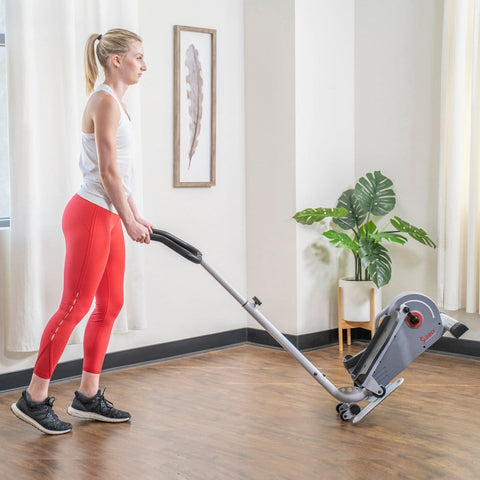 Image of Sunny Health & Fitness Magnetic Standing Elliptical with Handlebars - Barbell Flex