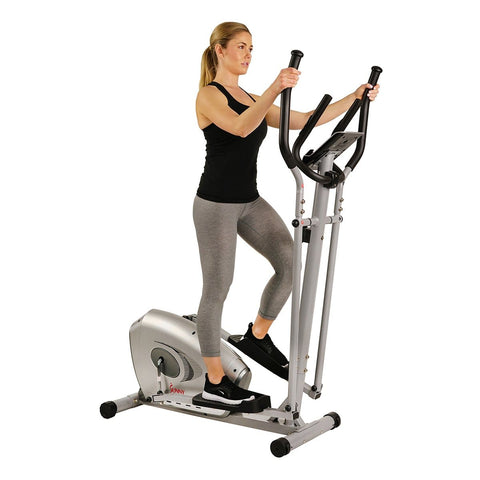 Image of Sunny Health & Fitness Magnetic Elliptical Bike Elliptical Machine w/ Device Holder, LCD Monitor and Heart Rate Monitoring - Barbell Flex