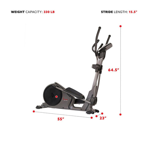 Image of Sunny Health & Fitness Magnetic Elliptical Machine w/ Device Holder, Programmable Monitor and Heart Rate Monitoring - Barbell Flex