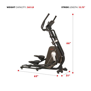 Sunny Health & Fitness Magnetic Elliptical Machine w/ Device Holder, LCD Monitor and Heart Rate Monitoring - Circuit Zone - Barbell Flex