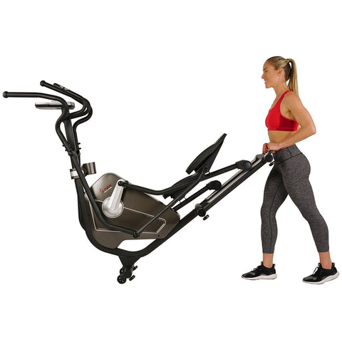 Image of Sunny Health & Fitness Magnetic Elliptical Machine w/ Device Holder, LCD Monitor and Heart Rate Monitoring - Circuit Zone - Barbell Flex