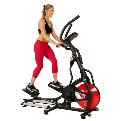 Image of Sunny Health & Fitness Magnetic Elliptical Machine w/ Device Holder, LCD Monitor and Heart Rate Monitoring - Stride Zone - Barbell Flex