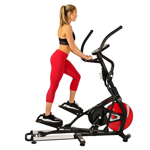 Image of Sunny Health & Fitness Magnetic Elliptical Machine w/ Device Holder, LCD Monitor and Heart Rate Monitoring - Stride Zone - Barbell Flex