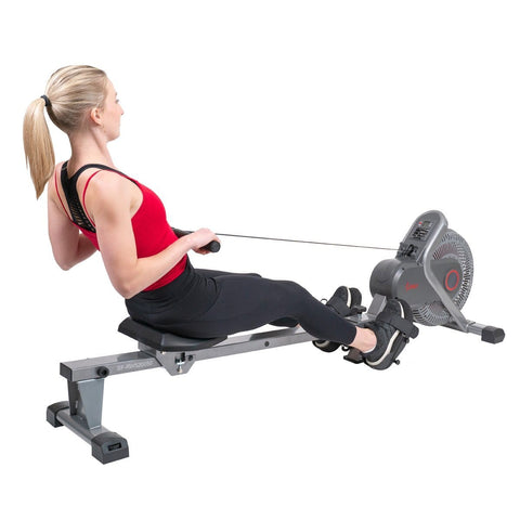 Image of Sunny Health & Fitness Air Fan Rowing Machine Ergometer - Barbell Flex