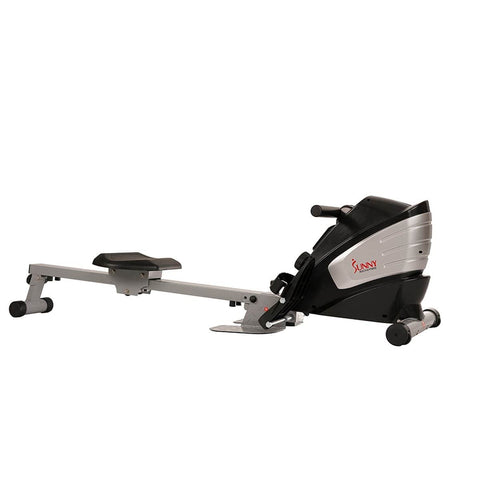 Image of Sunny Health & Fitness Dual Function Magnetic Rowing Machine Rower w/ LCD Monitor - Barbell Flex
