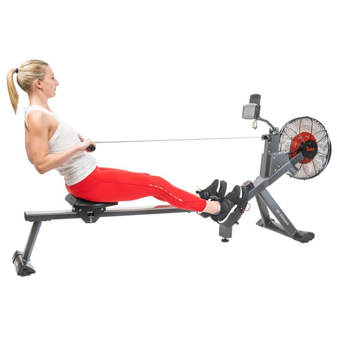 Image of Sunny Health & Fitness Magnetic Air Resistance Rowing Machine - Barbell Flex