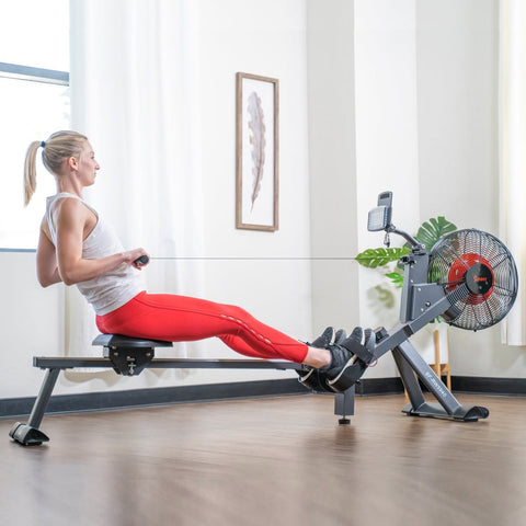 Image of Sunny Health & Fitness Magnetic Air Resistance Rowing Machine - Barbell Flex
