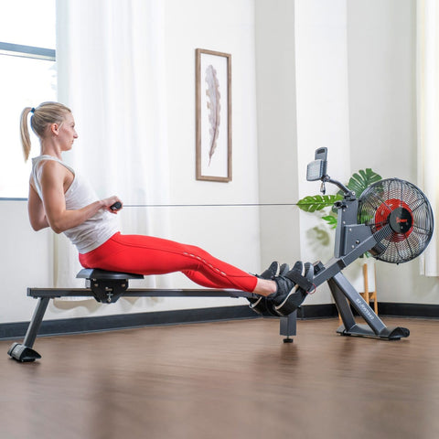 Sunny Health & Fitness Magnetic Air Resistance Rowing Machine - Barbell Flex